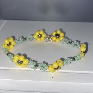 Yellow and Green Beaded Bracelet